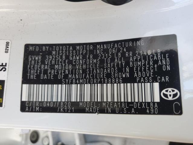 5YFB4MDE0RP188886 - 2024 TOYOTA COROLLA LE Blanco foto 12
