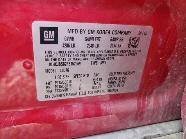 KL4CJBSB2FB152969 - 2015 BUICK ENCORE CONVENIENCE Qırmızı foto 13