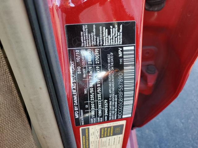 WDCGG5GB9BF587890 - 2011 MERCEDES-BENZ GLK 350 Կարմիր լուսանկար 12