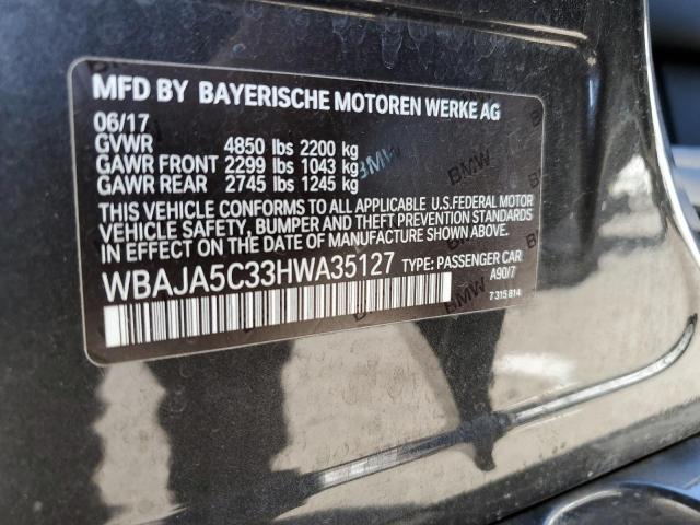 WBAJA5C33HWA35127 - 2017 BMW 530 I BLACK photo 12