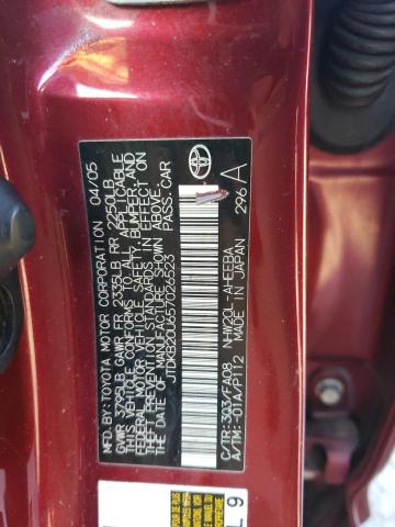 JTDKB20U657026523 - 2005 TOYOTA PRIUS BURGUNDY photo 12