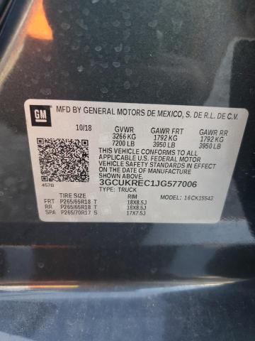 3GCUKREC1JG577006 - 2018 CHEVROLET SILVERADO K1500 LT CHARCOAL photo 12