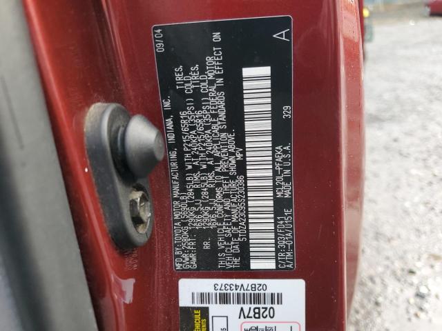 5TDZA23C95S230386 - 2005 TOYOTA SIENNA CE BURGUNDY photo 13