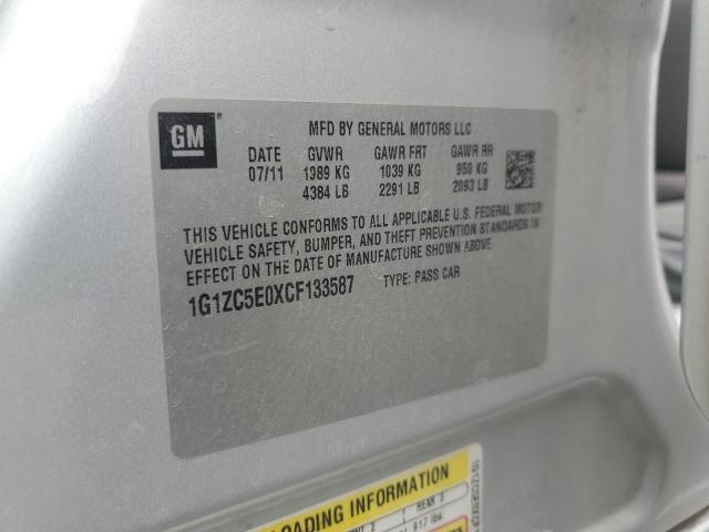 1G1ZC5E0XCF133587 - 2012 CHEVROLET MALIBU 1LT SILVER photo 13