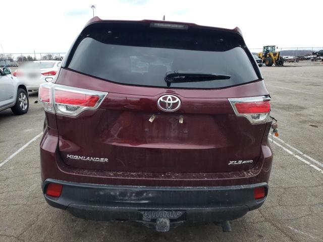 5TDJKRFH4GS326634 - 2016 TOYOTA HIGHLANDER XLE BURGUNDY photo 6