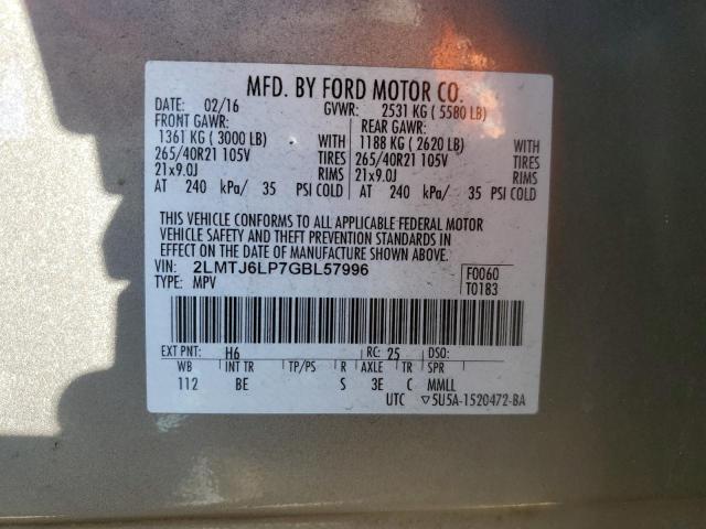 2LMTJ6LP7GBL57996 - 2016 LINCOLN MKX RESERVE Gri fotoğraf 12