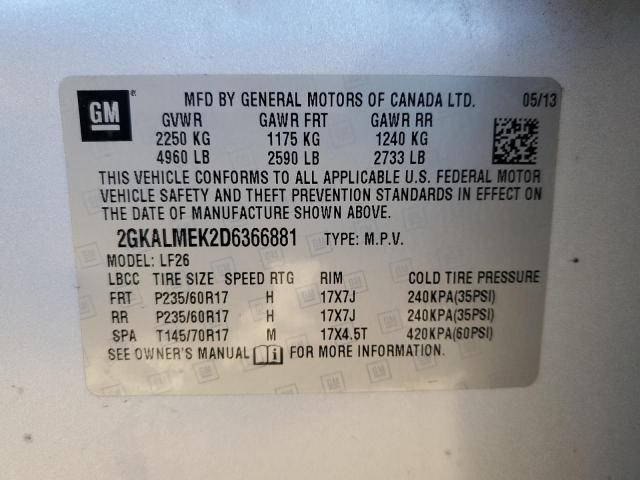 2GKALMEK2D6366881 - 2013 GMC TERRAIN SLE Plata foto 13