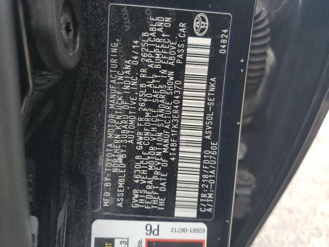 4T4BF1FK3ER404370 - 2014 TOYOTA CAMRY L BLACK photo 12