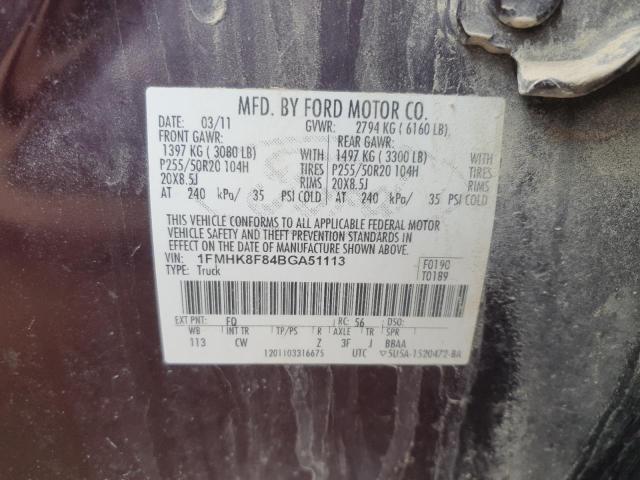 1FMHK8F84BGA51113 - 2011 FORD EXPLORER LIMITED Bənövşəyi foto 13