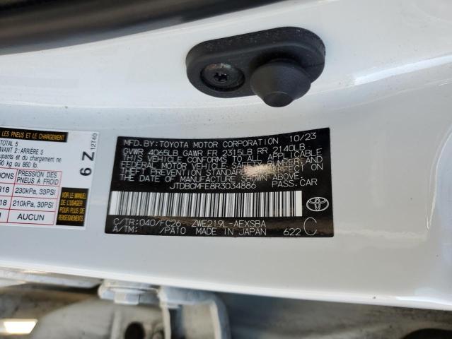 JTDBCMFE8R3034886 - 2024 TOYOTA COROLLA LE WHITE photo 12