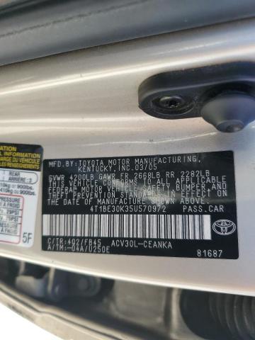 4T1BE30K35U570972 - 2005 TOYOTA CAMRY LE Қоңыр фото 12