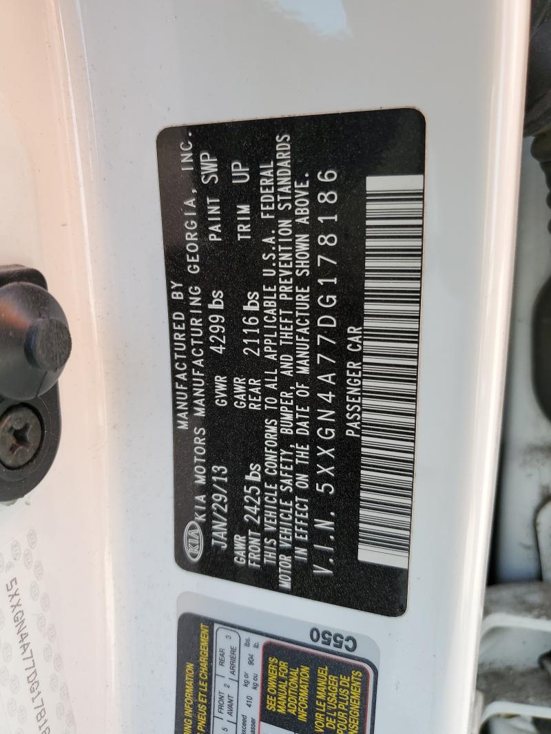 5XXGN4A77DG178186 - 2013 KIA OPTIMA EX WHITE photo 12