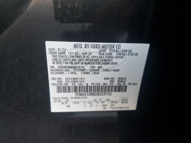 2FMGK5D88DBD29745 - 2013 FORD FLEX LIMITED Siyah fotoğraf 13