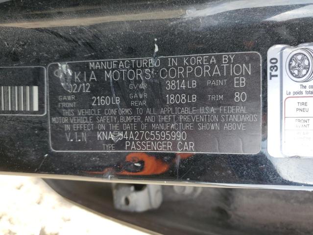 KNAFU4A27C5595990 - 2012 KIA FORTE EX BLACK photo 12