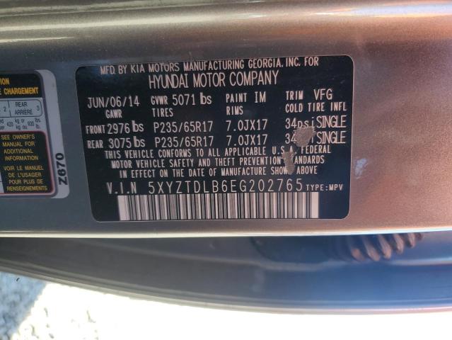 5XYZTDLB6EG202765 - 2014 HYUNDAI SANTA FE S SILVER photo 13