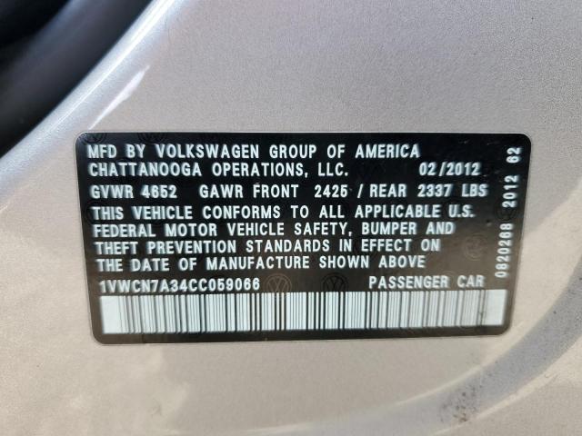 1VWCN7A34CC059066 - 2012 VOLKSWAGEN PASSAT SEL Argent photo 12