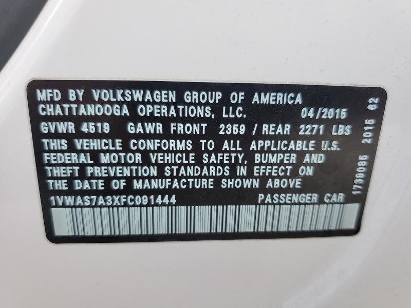 1VWAS7A3XFC091444 - 2015 VOLKSWAGEN PASSAT S WHITE photo 13