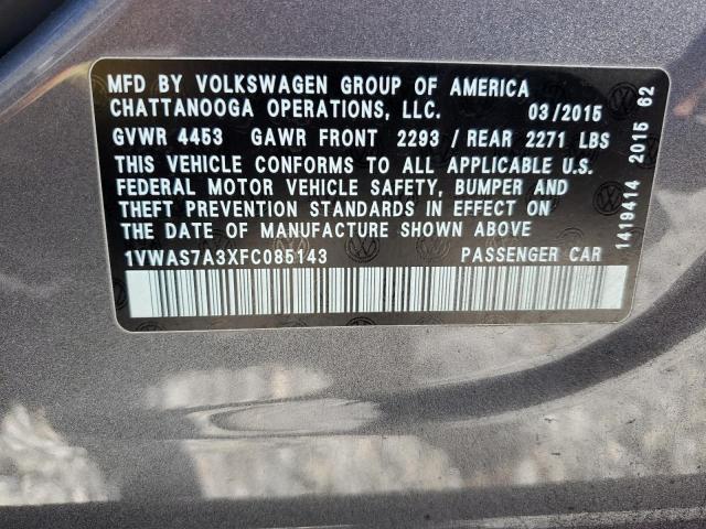 1VWAS7A3XFC085143 - 2015 VOLKSWAGEN PASSAT S 灰色 照片 12