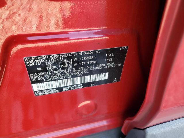 2T3NFREV3HW331028 - 2017 TOYOTA RAV4 SE წითელი ფოტო 12