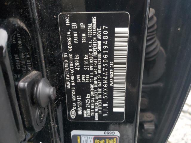 5XXGN4A75DG194807 - 2013 KIA OPTIMA EX BLACK photo 12