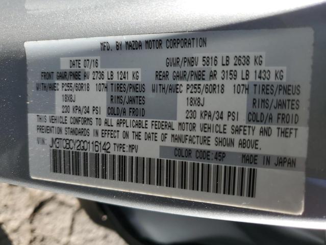 JM3TCBCY2G0116142 - 2016 MAZDA CX-9 TOURING Silber Foto 13