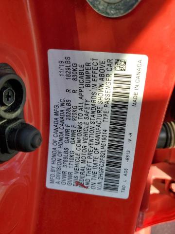 2HGFC2F82LH519014 - 2020 HONDA CIVIC SPORT RED photo 12
