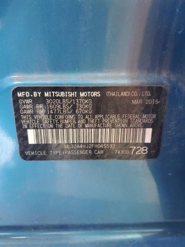 ML32A4HJ2FH045593 - 2015 MITSUBISHI MIRAGE ES BLUE photo 12