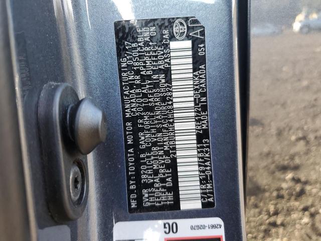 2T1BURHE4HC842827 - 2017 TOYOTA COROLLA L GRAY photo 12