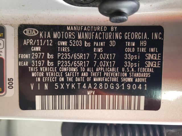 5XYKT4A28DG319041 - 2013 KIA SORENTO LX GRAY photo 13