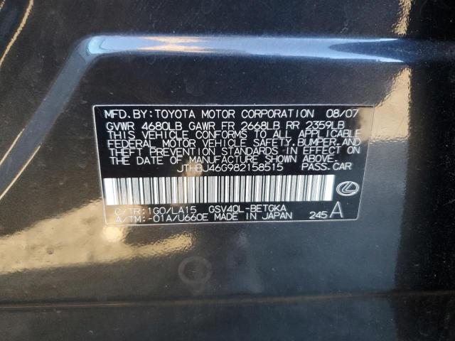 JTHBJ46G982158515 - 2008 LEXUS ES 350 BLACK photo 12