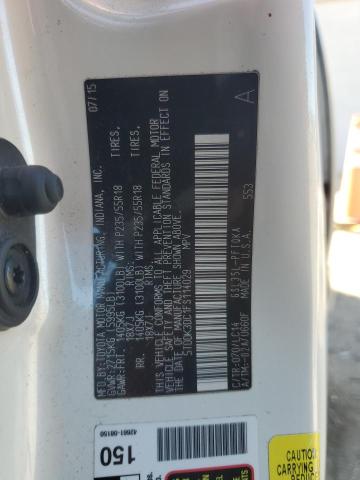 5TDDK3DC1FS114029 - 2015 TOYOTA SIENNA XLE თეთრი ფოტო 13