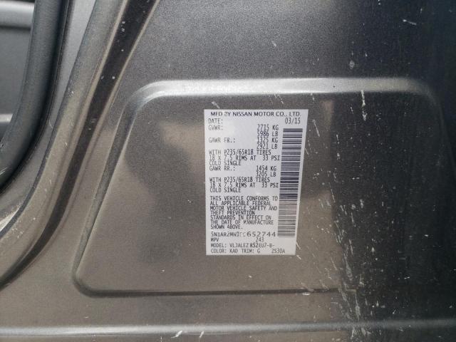 5N1AR2MN9FC652744 - 2015 NISSAN PATHFINDER S GRAY photo 13