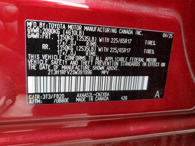 2T3H1RFV2SW391996 - 2025 TOYOTA RAV4 LE Qırmızı foto 14