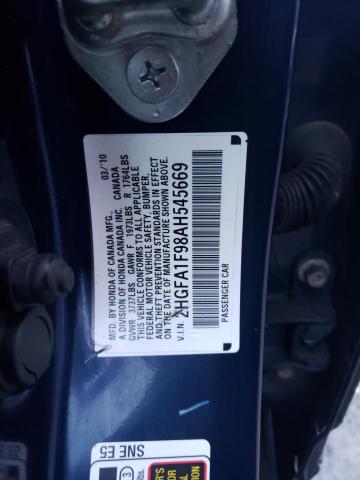 2HGFA1F98AH545669 - 2010 HONDA CIVIC EXL BLUE photo 12