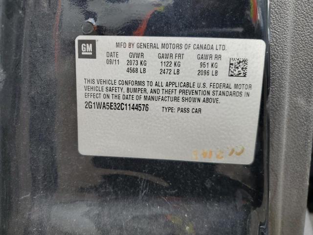 2G1WA5E32C1144576 - 2012 CHEVROLET IMPALA LS Սև լուսանկար 12