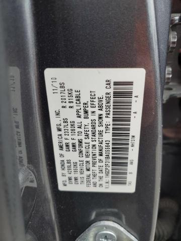 1HGCP2F31BA055643 - 2011 HONDA ACCORD LX GRAY photo 13