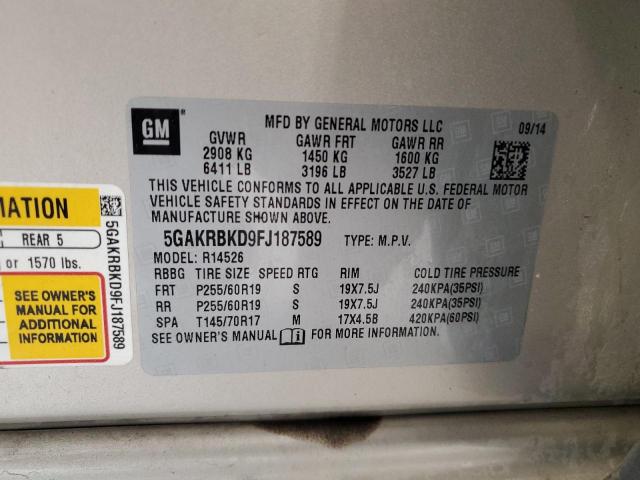 5GAKRBKD9FJ187589 - 2015 BUICK ENCLAVE თაფლისფერი ფოტო 13