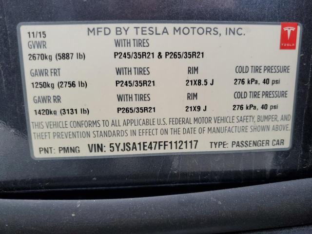 5YJSA1E47FF112117 - 2015 TESLA MODEL S Սև լուսանկար 13