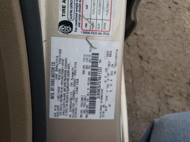 3LNHM26TX7R611535 - 2007 LINCOLN MKZ GOLD photo 12