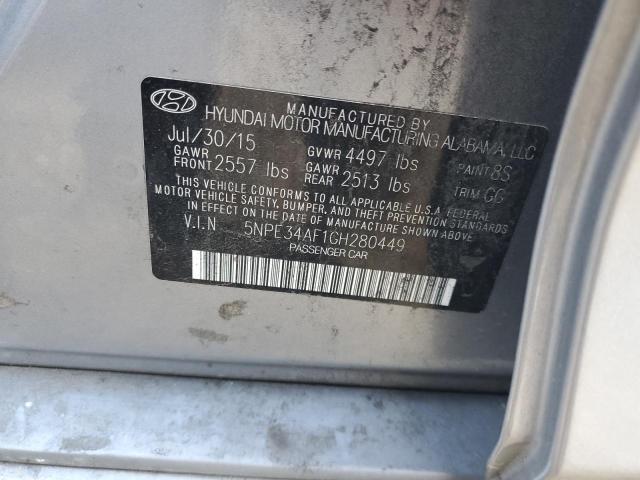 5NPE34AF1GH280449 - 2016 HYUNDAI SONATA SPORT GRAY photo 12