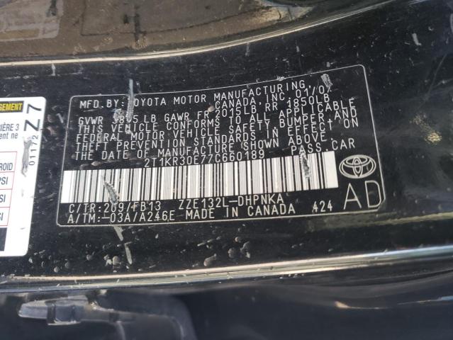 2T1KR30E77C660189 - 2007 TOYOTA COROLLA MA XR BLACK photo 14