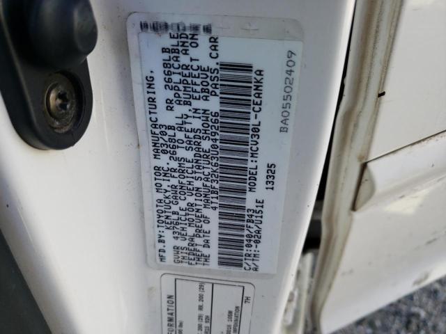 4T1BF32K63U049266 - 2003 TOYOTA CAMRY LE WHITE photo 13