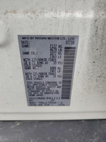 5N1AT2MV6GC881112 - 2016 NISSAN ROGUE S WHITE photo 13