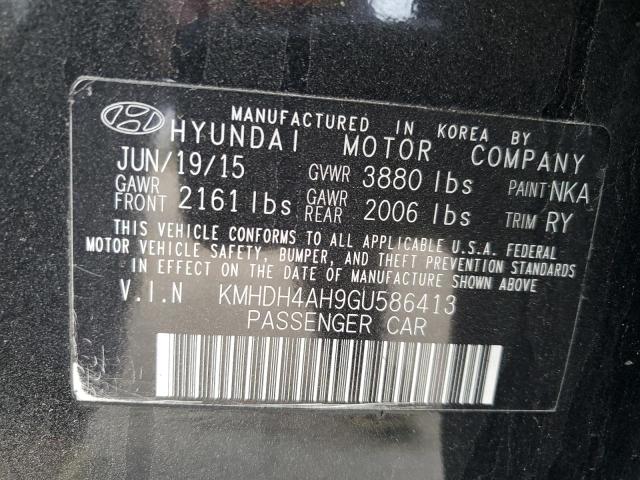 KMHDH4AH9GU586413 - 2016 HYUNDAI ELANTRA SE BLACK photo 12