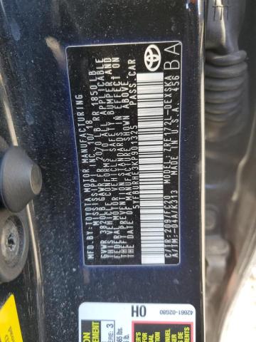 5YFBURHE3KP901325 - 2019 TOYOTA COROLLA L შავი ფოტო 12