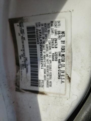 1FALP52U5VG300241 - 1997 FORD TAURUS GL WHITE photo 12