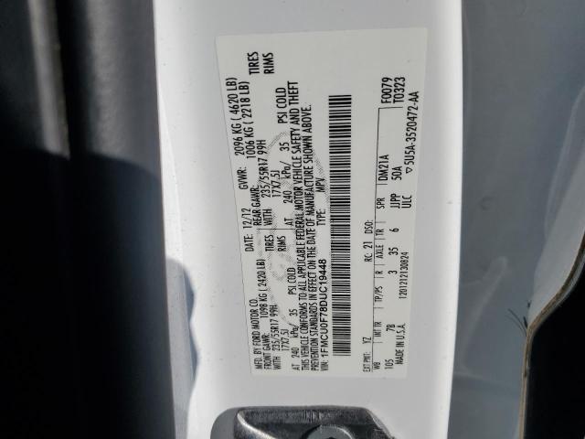 1FMCU0F78DUC19448 - 2013 FORD ESCAPE S WHITE photo 14