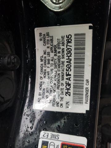 2HGFA1F50AH307165 - 2010 HONDA CIVIC LX BLACK photo 12