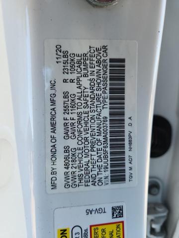 19UUB5F63MA003769 - 2021 ACURA TLX ADVANCE WHITE photo 13
