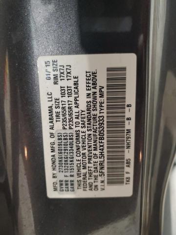 5FNRL5H4XFB053933 - 2015 HONDA ODYSSEY EX GRAY photo 13